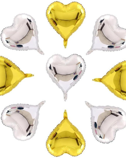 2 Baloane din Folie Metalizata, Model Inimi, Tema Ziua Indragostitilor,Ambalaj Individual, Pai Inclus, Umflare cu Aer sau Heliu