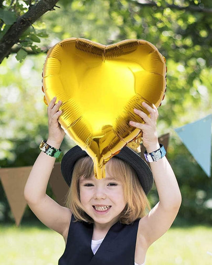 2 Baloane din Folie Metalizata, Model Inimi, Tema Ziua Indragostitilor,Ambalaj Individual, Pai Inclus, Umflare cu Aer sau Heliu