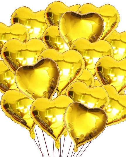 2 Baloane din Folie Metalizata, Model Inimi, Tema Ziua Indragostitilor,Ambalaj Individual, Pai Inclus, Umflare cu Aer sau Heliu