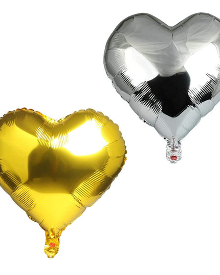 2 Baloane din Folie Metalizata, Model Inimi, Tema Ziua Indragostitilor,Ambalaj Individual, Pai Inclus, Umflare cu Aer sau Heliu