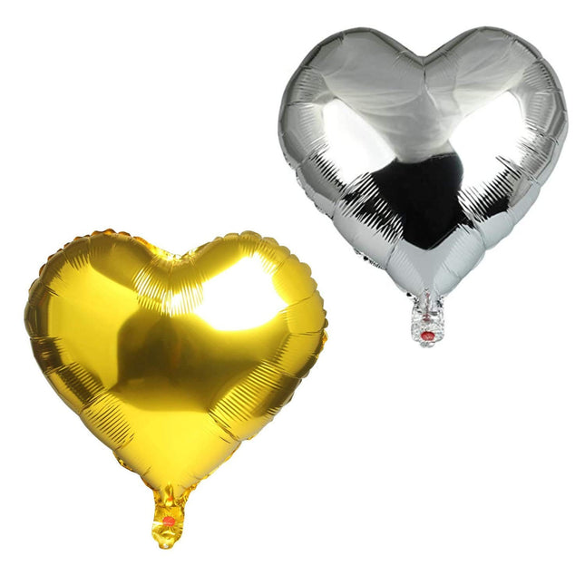 2 Baloane din Folie Metalizata, Model Inimi, Tema Ziua Indragostitilor,Ambalaj Individual, Pai Inclus, Umflare cu Aer sau Heliu