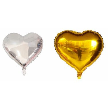 2 Baloane din Folie Metalizata, Model Inimi, Tema Ziua Indragostitilor,Ambalaj Individual, Pai Inclus, Umflare cu Aer sau Heliu