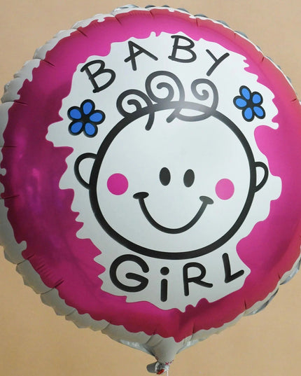 Set 2 Baloane din Folie Metalizata, Figurine Inima si Cerc, Tema Botez Fetita, 45 cm, Ambalaj Individual, Pai Inclus, Umflare cu Aer sau