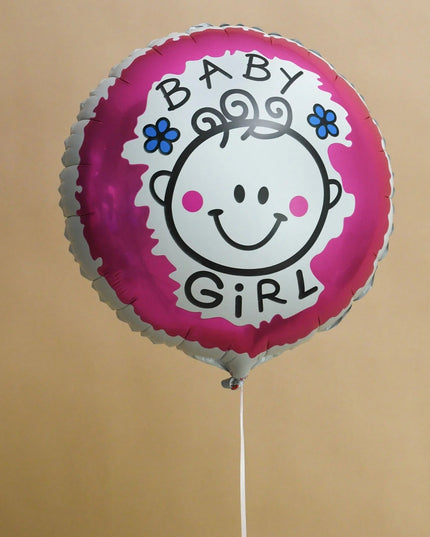 Set 2 Baloane din Folie Metalizata, Figurine Inima si Cerc, Tema Botez Fetita, 45 cm, Ambalaj Individual, Pai Inclus, Umflare cu Aer sau