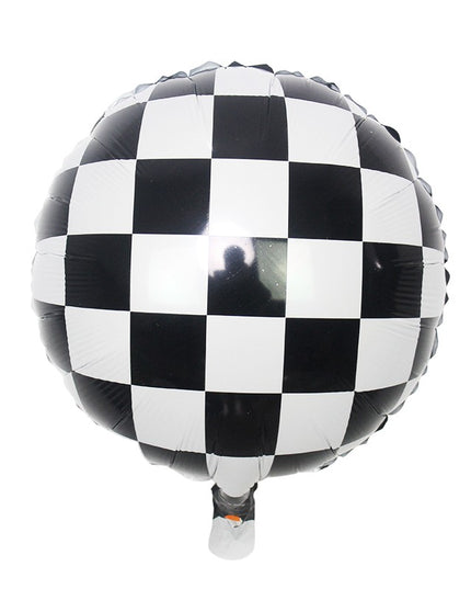 2 Baloane din Folie Metalizata, Figurine Cerc si Casca, Model Curse, 75- cm, Ambalaj Individual, Pai Inclus, Umflare cu Aer sau Heliu