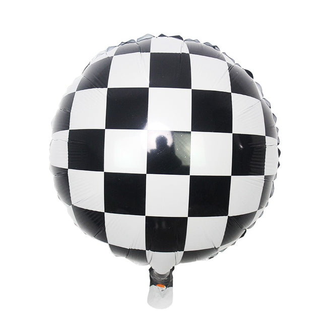 2 Baloane din Folie Metalizata, Figurine Cerc si Casca, Model Curse, 75- cm, Ambalaj Individual, Pai Inclus, Umflare cu Aer sau Heliu