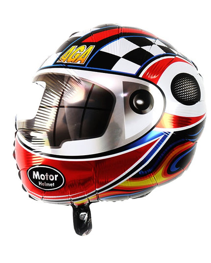 2 Baloane din Folie Metalizata, Figurine Cerc si Casca, Model Curse, 75- cm, Ambalaj Individual, Pai Inclus, Umflare cu Aer sau Heliu