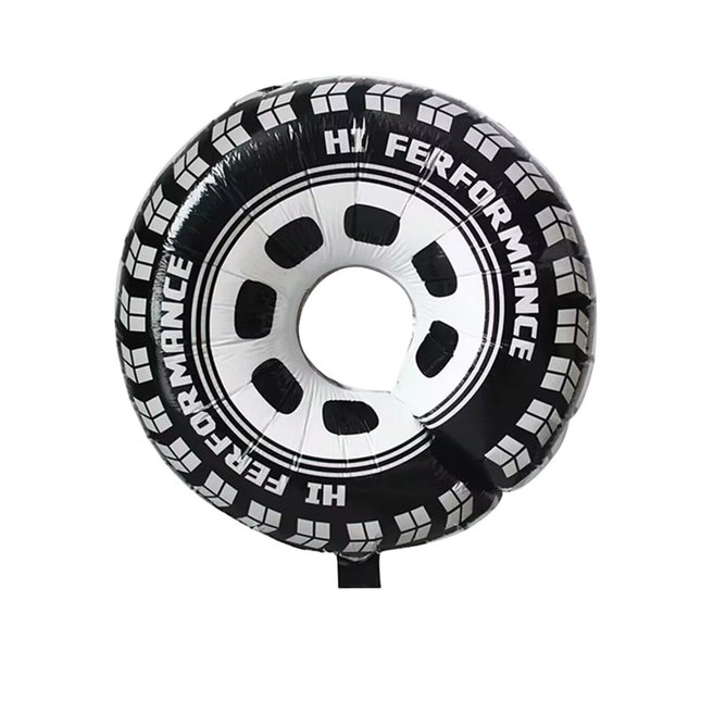 2 Baloane din Folie Metalizata, Figurine Roti, Model Masini, 75- cm, Ambalaj Individual, Pai Inclus, Umflare cu Aer sau Heliu