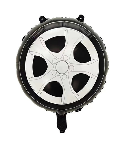 2 Baloane din Folie Metalizata, Figurine Roti, Model Masini, 75- cm, Ambalaj Individual, Pai Inclus, Umflare cu Aer sau Heliu