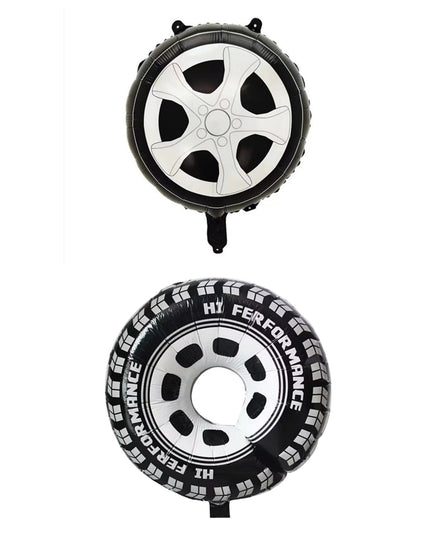 2 Baloane din Folie Metalizata, Figurine Roti, Model Masini, 75- cm, Ambalaj Individual, Pai Inclus, Umflare cu Aer sau Heliu