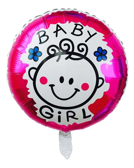 Set 2 Baloane din Folie Metalizata, Figurine Inima si Cerc, Tema Botez Fetita, 45 cm, Ambalaj Individual, Pai Inclus, Umflare cu Aer sau