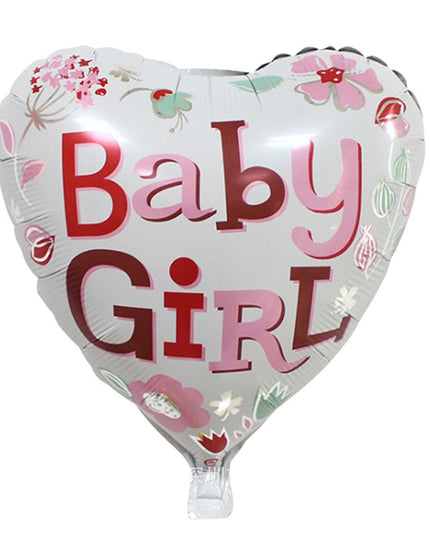 Set 2 Baloane din Folie Metalizata, Figurine Inima si Cerc, Tema Botez Fetita, 45 cm, Ambalaj Individual, Pai Inclus, Umflare cu Aer sau
