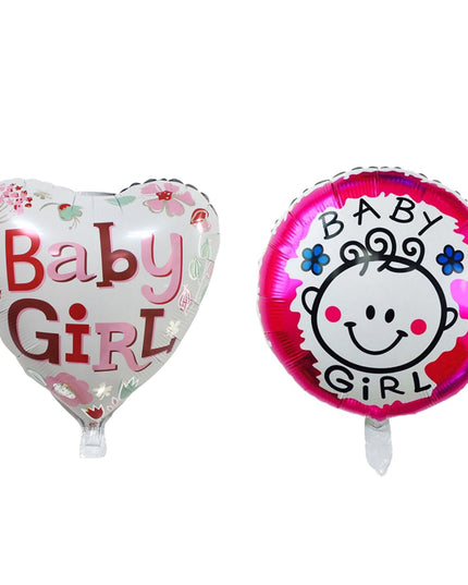 Set 2 Baloane din Folie Metalizata, Figurine Inima si Cerc, Tema Botez Fetita, 45 cm, Ambalaj Individual, Pai Inclus, Umflare cu Aer sau