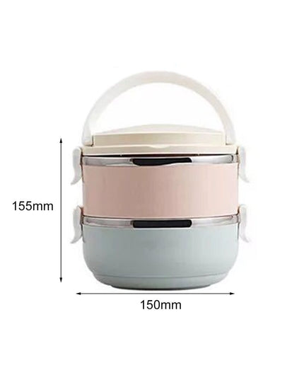 2 Caserole pentru alimente lunch box, 1400 ml, otel inoxidabil, maner, valva aerisire,inchidere etansa