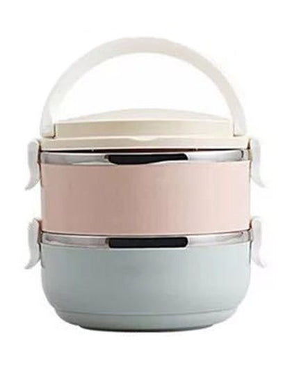 2 Caserole pentru alimente lunch box, 1400 ml, otel inoxidabil, maner, valva aerisire,inchidere etansa