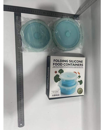 2 caserole rotunde pliabile din silicon, rezistenta la temperaturi ridicate, usor de depozitat si curatat, 500 si 800 ml, utilizare in cuptorul cu microunde, albastra