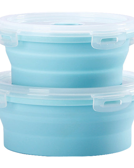 2 caserole rotunde pliabile din silicon, rezistenta la temperaturi ridicate, usor de depozitat si curatat, 500 si 800 ml, utilizare in cuptorul cu microunde, albastra