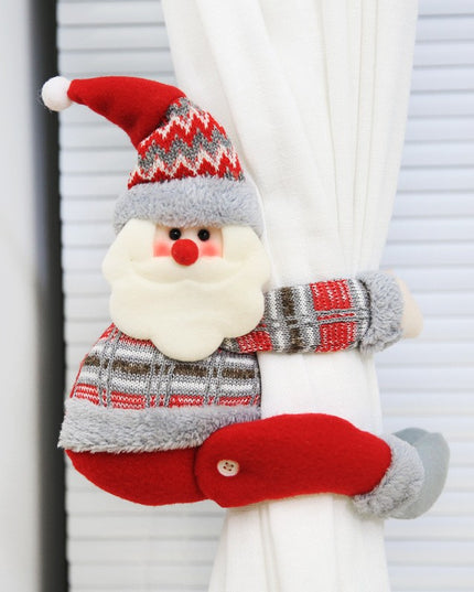 Clema pentru perdea, prindere cu arici, model Mos Craciun pe partea stanga, material textil/poliester