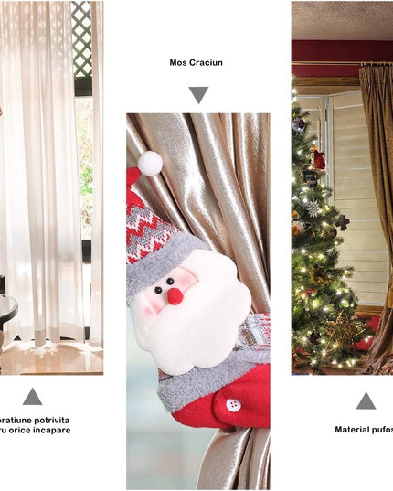 Clema pentru perdea, prindere cu arici, model Mos Craciun pe partea stanga, material textil/poliester