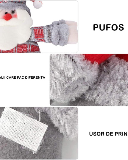 Clema pentru perdea, prindere cu arici, model Mos Craciun pe partea stanga, material textil/poliester