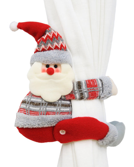 Clema pentru perdea, prindere cu arici, model Mos Craciun pe partea stanga, material textil/poliester