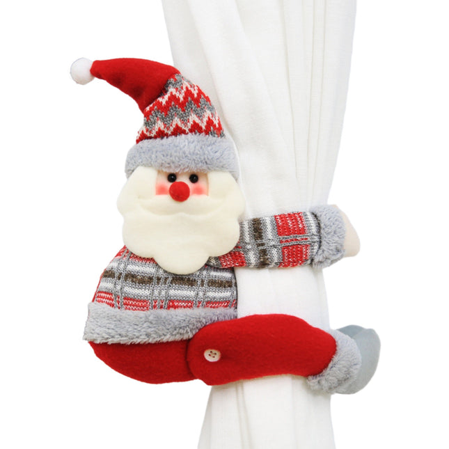 Clema pentru perdea, prindere cu arici, model Mos Craciun pe partea stanga, material textil/poliester