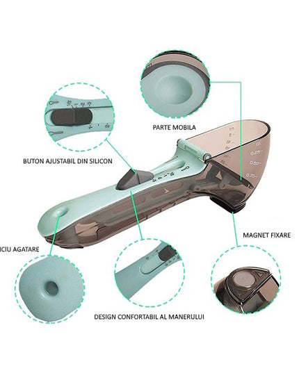 2 Cupe Gradate pentru Bucatarie, Cupe de Masurat Reglabile, Ergonomic, Confortabil, pentru Lichide si Solide, Volum ajustabil 5-30ml, 30-130ml, Culoare