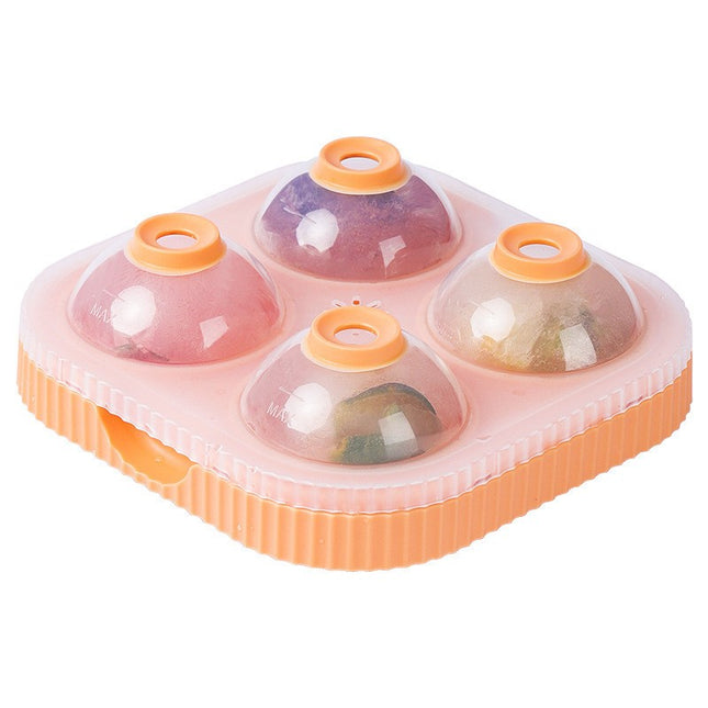 Forma Sfere de Gheata pentru Wiskey si Cocktail-uri 4 Sfere, Material Plastic/Silicon Alimentar, Diametru , cu Orificiu Tip Palnie pentru Umplere