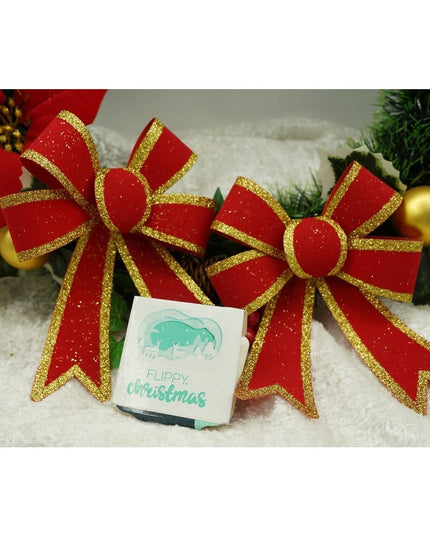 2 fundite pentru brad, Rosii, cu margini aurii,PVC