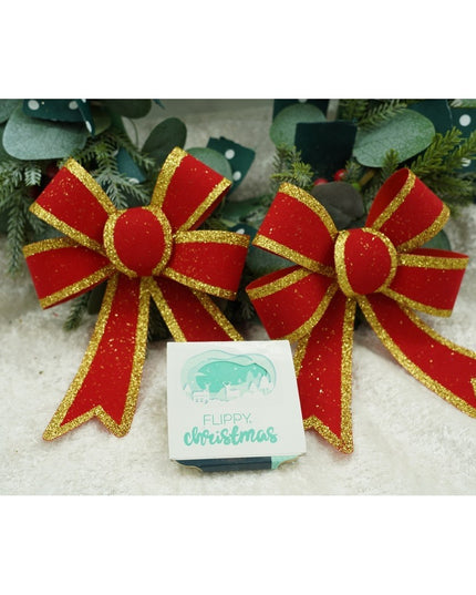 2 fundite pentru brad, Rosii, cu margini aurii,PVC