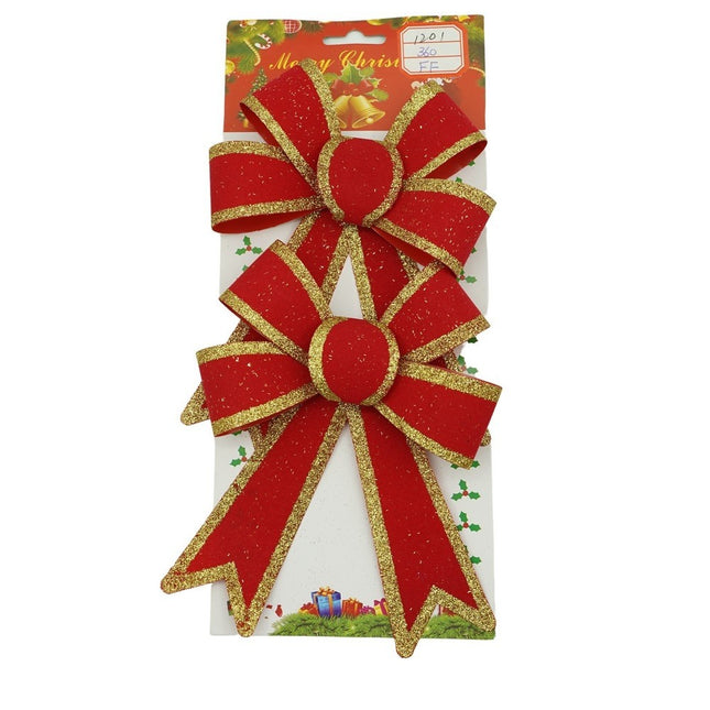 2 fundite pentru brad, Rosii, cu margini aurii,PVC