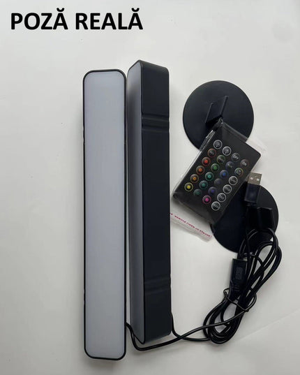 2 Lampi de Birou, RGB Colorat, 28 LED, Putere 5V, Telecomanda cu 24 de Taste, Cablu USB