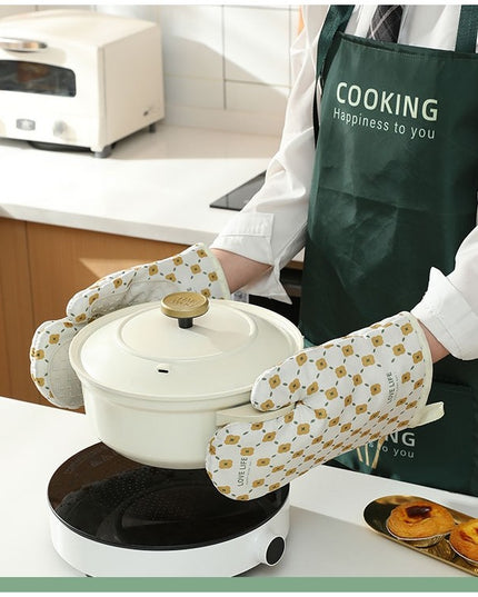 2 manusi cuptor manusa de bucatarie, rezistenta 330 grade, textil si cauciuc