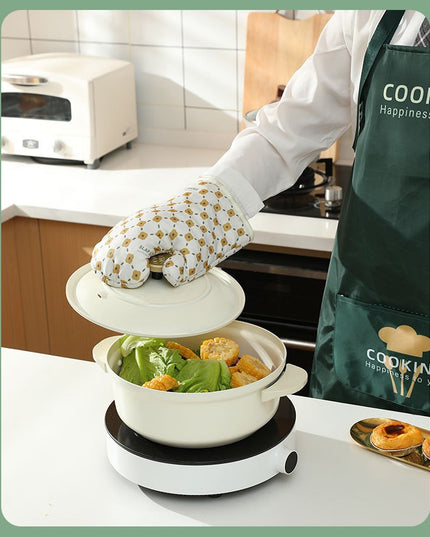 2 manusi cuptor manusa de bucatarie, rezistenta 330 grade, textil si cauciuc