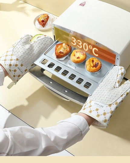 2 manusi cuptor manusa de bucatarie, rezistenta 330 grade, textil si cauciuc