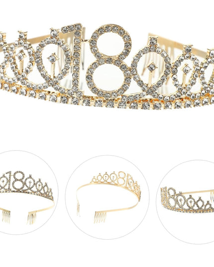 2 Piese pentru Majorat,Coronita Printesa Gold si Panglica 18&Fabulous