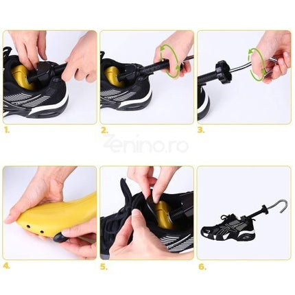 2 Sanuri/Calapoade Reglabilile, pentru Alungit si Largit Pantofi, Geanta si Incaltator Incluse, Universale, Unisex, din ABS Premium, Arc, Marime 30 - 36