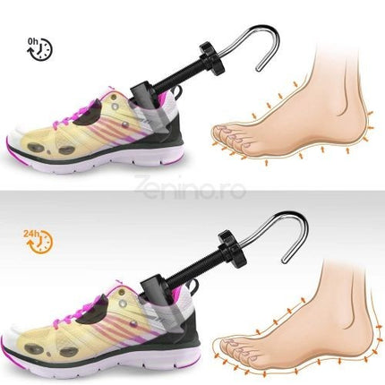 2 Sanuri/Calapoade Reglabilile, pentru Alungit si Largit Pantofi, Geanta si Incaltator Incluse, Universale, Unisex, din ABS Premium, Arc, Marime 30 - 36