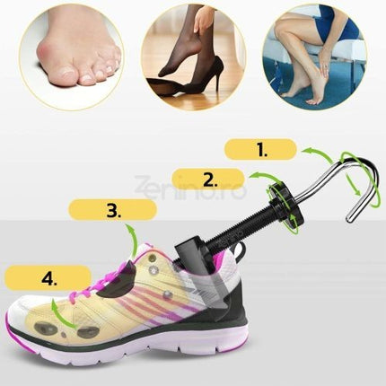 2 Sanuri/Calapoade Reglabilile, pentru Alungit si Largit Pantofi, Geanta si Incaltator Incluse, Universale, Unisex, din ABS Premium, Arc, Marime 30 - 36