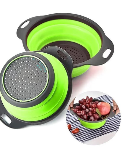 2 strecuratori pliabile din silicon alimentar cu manere, fund antiaderent si antialunecare, rotunda, doua dimensiuni, usor de depozitat, compatibil cu masina de spalat vase