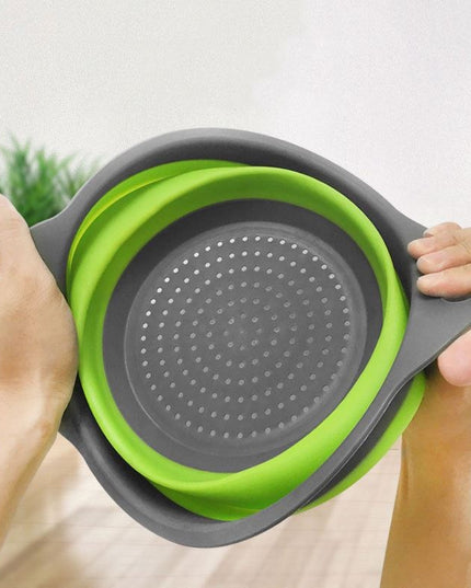 2 strecuratori pliabile din silicon alimentar cu manere, fund antiaderent si antialunecare, rotunda, doua dimensiuni, usor de depozitat, compatibil cu masina de spalat vase