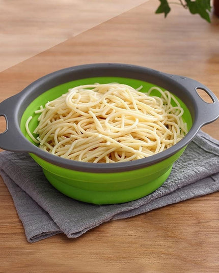 2 strecuratori pliabile din silicon alimentar cu manere, fund antiaderent si antialunecare, rotunda, doua dimensiuni, usor de depozitat, compatibil cu masina de spalat vase