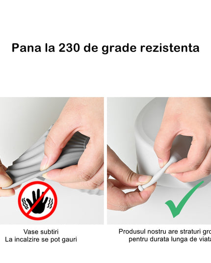 2 tavi din silicon ecologic pentru air fryer temperatura maxima 230 grade, reutilizabile, reciclabile, cu manere anti-alunecare, fund antiaderent