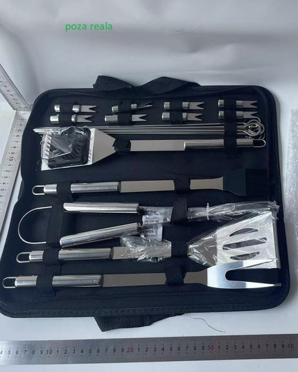 20 Ustensile pentru Gratar, din Otel Inoxidabil, Geanta Oxford