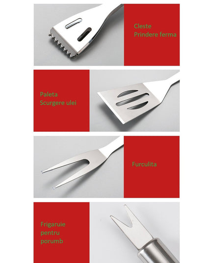 20 Ustensile pentru Gratar, din Otel Inoxidabil, Geanta Oxford