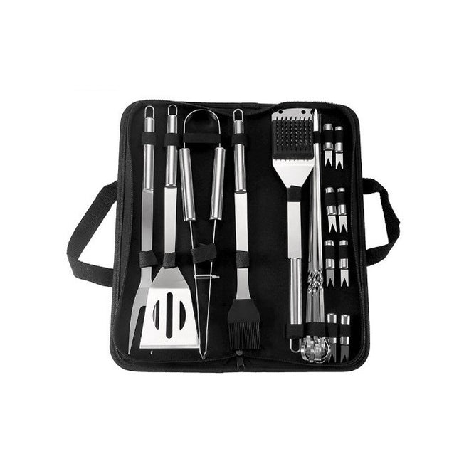 20 Ustensile pentru Gratar, din Otel Inoxidabil, Geanta Oxford