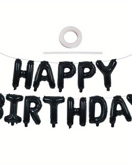 Set 25 de Baloane din Folie Metalizata si Latex, Figurine 2 Stele, 4 Baloane Confetti, 13 Litere, 6 Latex, Model Happy Birthday, Tema Aniversare, 40 cm, Ambalaj Individual, Pai Inclus, Umflare cu Aer sau Heliu
