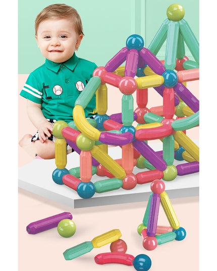 Set 25 de Piese Magnetice de Constructie, Puzzle, Forme, 3 Ani, ABS, Magnet, 16x6x14 cm