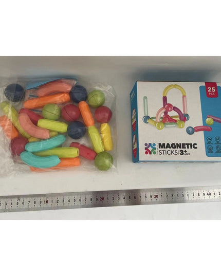 Set 25 de Piese Magnetice de Constructie, Puzzle, Forme, 3 Ani, ABS, Magnet, 16x6x14 cm