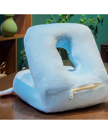 2in1 Patura Microfibra si Perna din Spuma, pentru Birou, Calatorii, Pauze, Model Elefant, Microfibra,